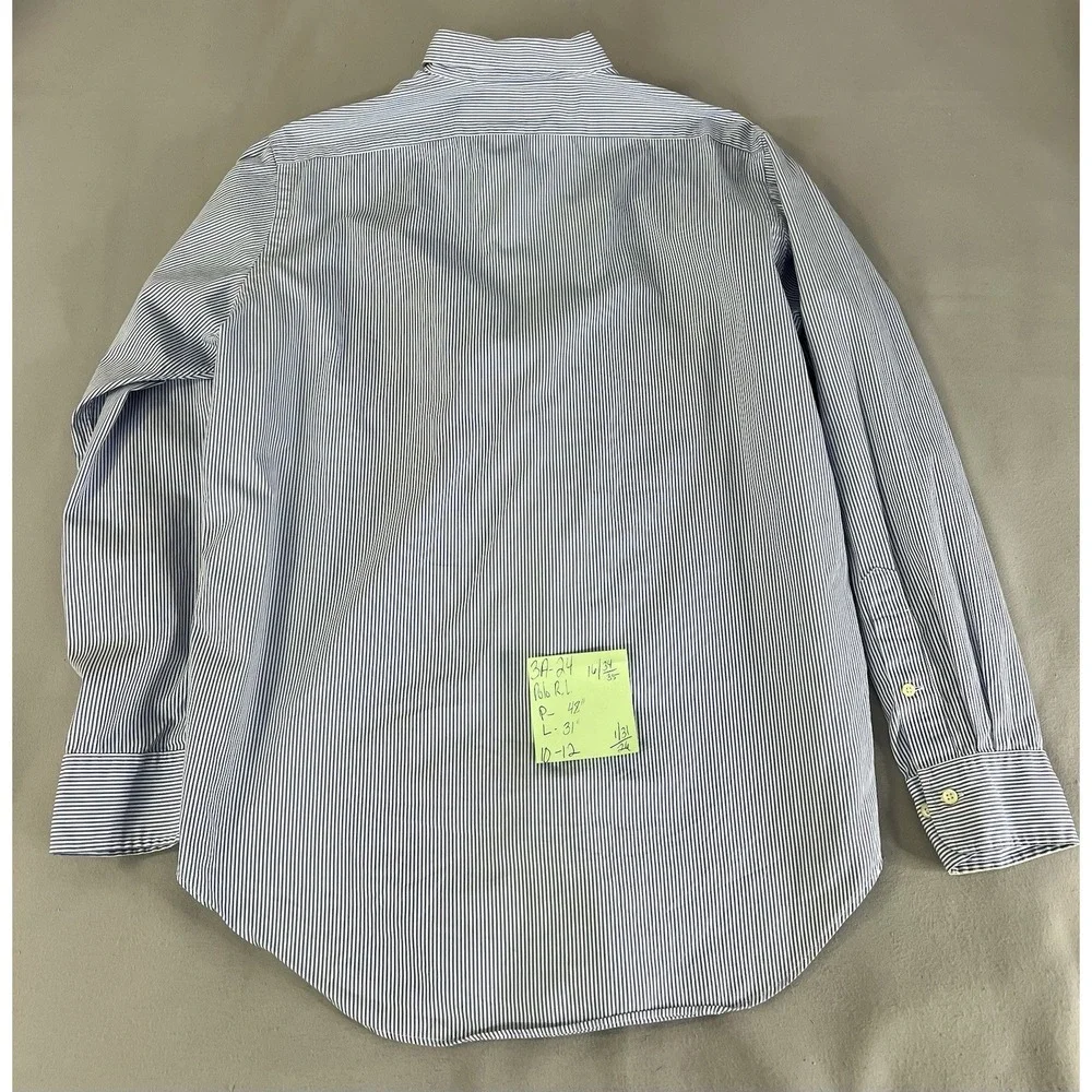 Polo Ralph Lauren Shirt Mens 16 34/35 No Pony Andrew Classic‎ Stripe White Blue